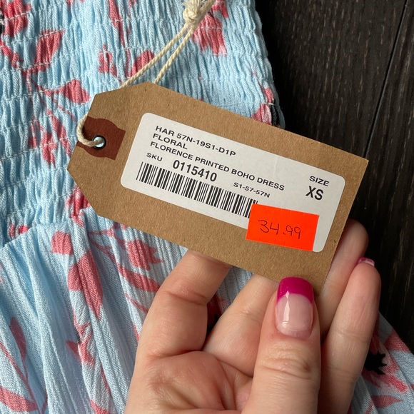 ⭐️3/$50 NWT XS Harlow Florence Boho Sun dress floral tie up - Picture 4 of 4